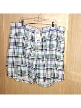 Merona Mens Mint Green White Plaid Board Shorts XXL